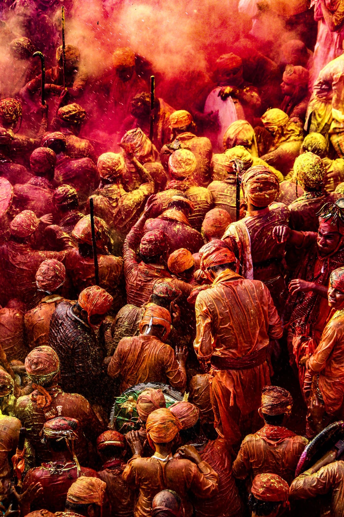 Heaps of brightly coloured festival powder
